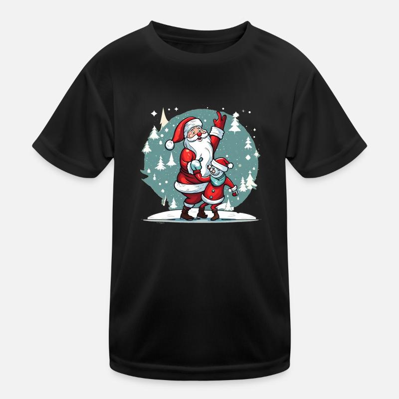 Tanzender Weihnachtsmann mit Schneemann Kinder Funktions-T-Shirt