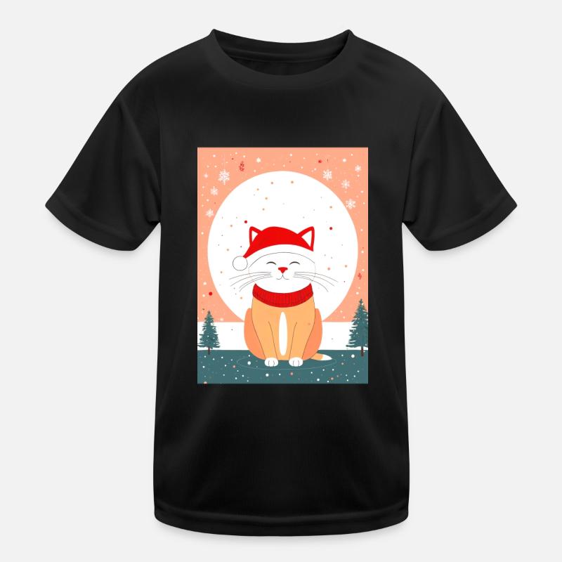 Niedliche Katze Weihnachten Kinder Funktions-T-Shirt