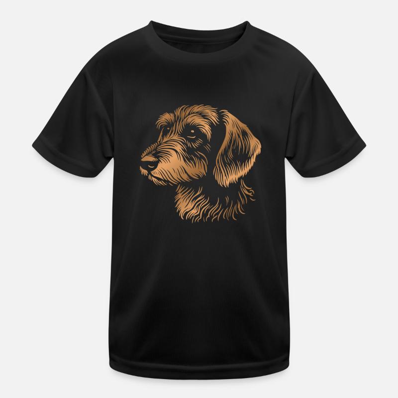 teckel à poil dur teckel à poil dur tête de dessin bronze T-shirt sport Enfant