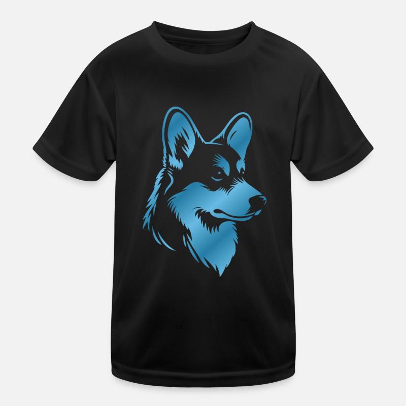 Corgi Zeichnung Hundekopf Kinder Funktions-T-Shirt