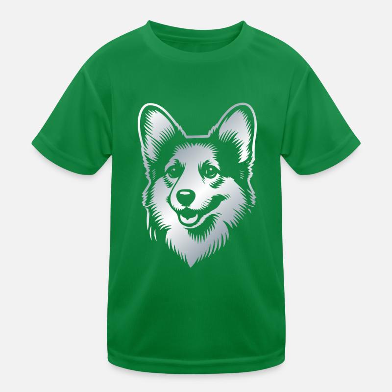 Corgi Drawing Dog Head Silver Kids Functional T-Shirt