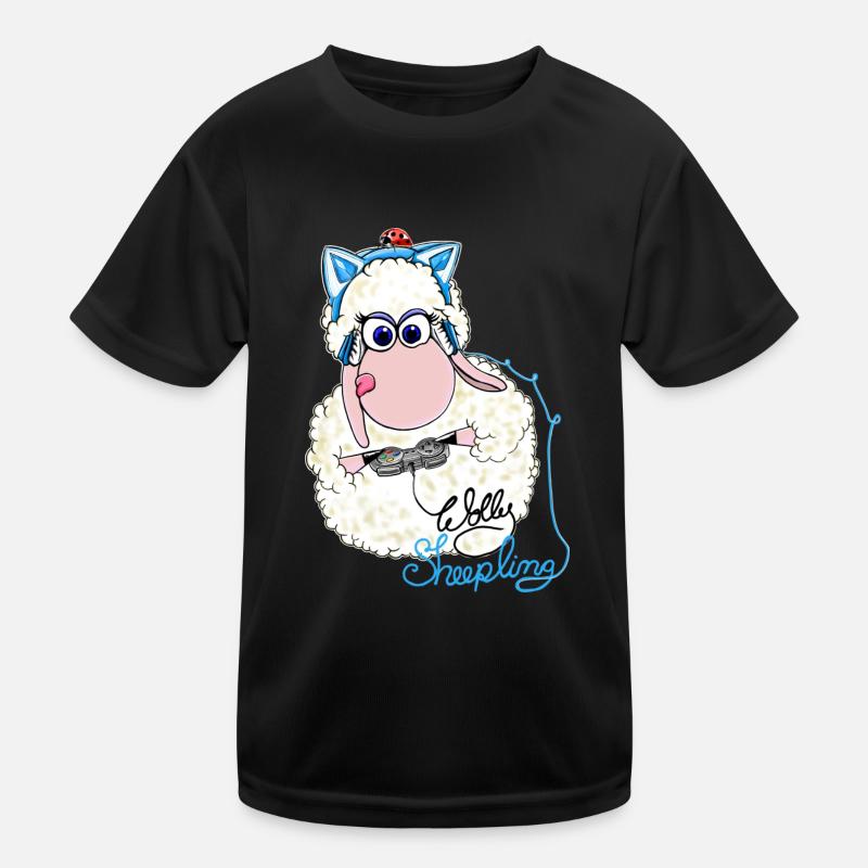 Wolly Sheepling zockt Kinder Funktions-T-Shirt