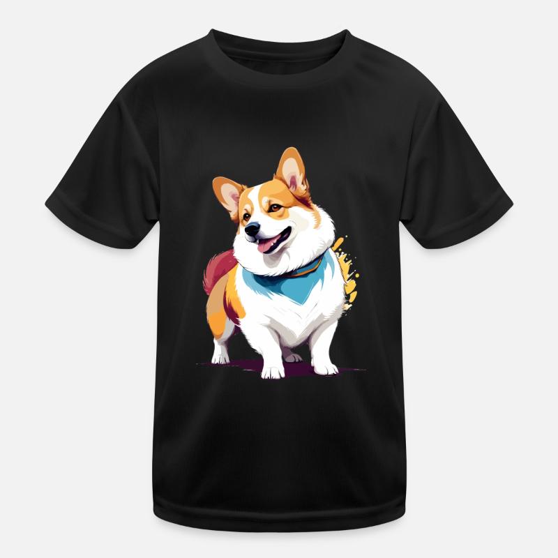 Corgi Vektor Kunst mit lebendiger Farbillustration Kinder Funktions-T-Shirt