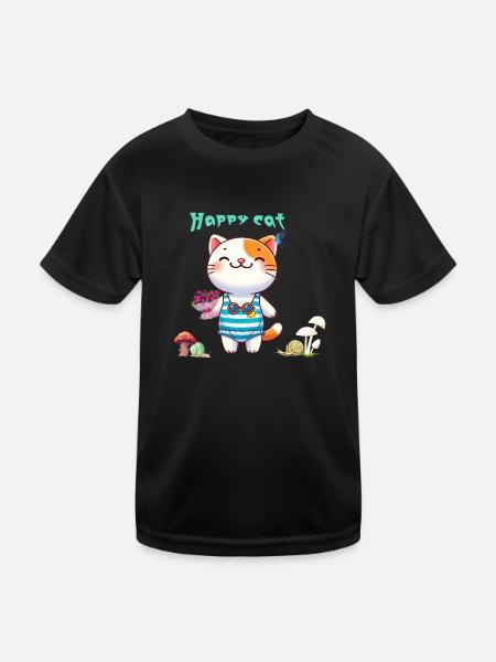 Chat mignon - T-shirt sport Enfant - noir - Devant