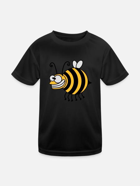 Funny thickness crazy bee - Kids Functional T-Shirt - black - Front