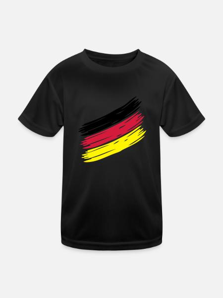 NATION Stripes - CHOOSE UR OWN COUNTRY COLORS! - Kinder Funktions-T-Shirt - Schwarz - Vorne