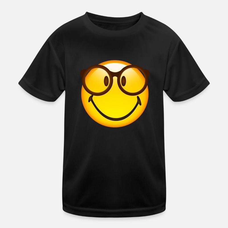 Smiley Glossy Nerd Kids Functional T-Shirt