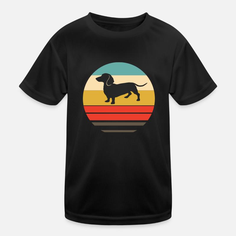 Retro Dackel Geschenk Kinder Funktions-T-Shirt