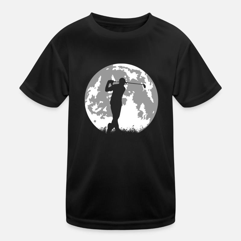 full moon and golfer - golf Kids Functional T-Shirt