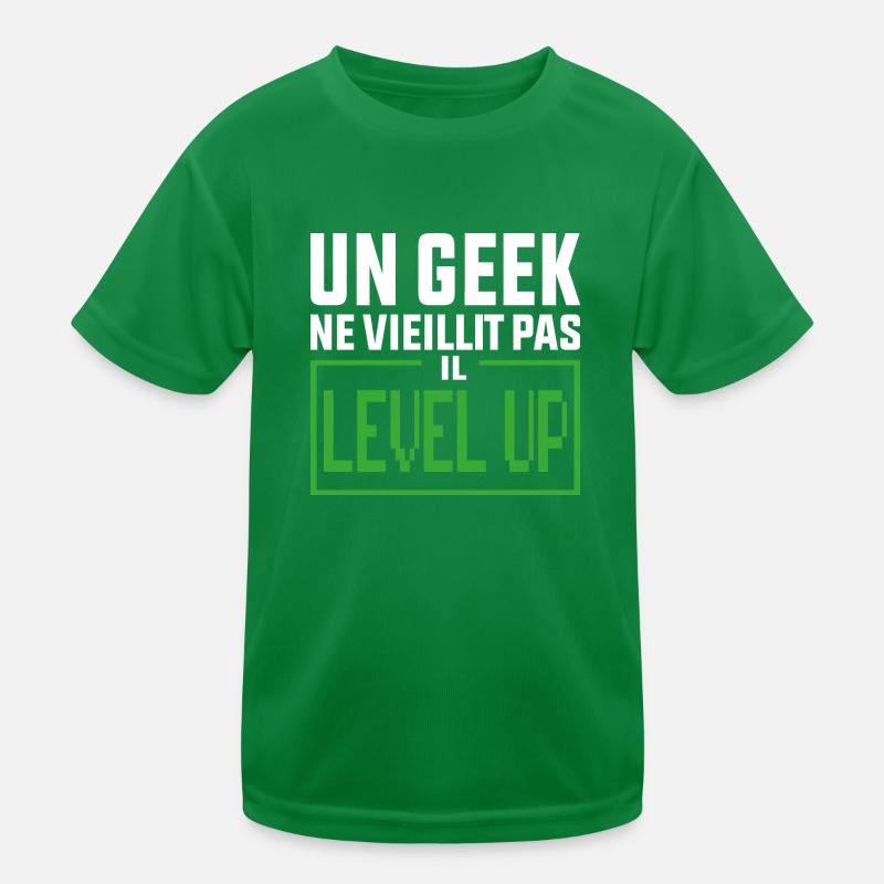 Ein Geek wird nicht älter, nicht auf level up Kinder Funktions-T-Shirt