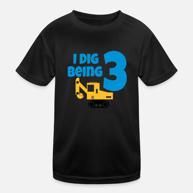 Excavator birthday 3 years Kids Functional T-Shirt