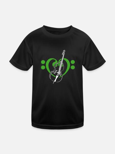 Cœur de clés basses avec contrebasse - T-shirt sport Enfant - noir - Devant