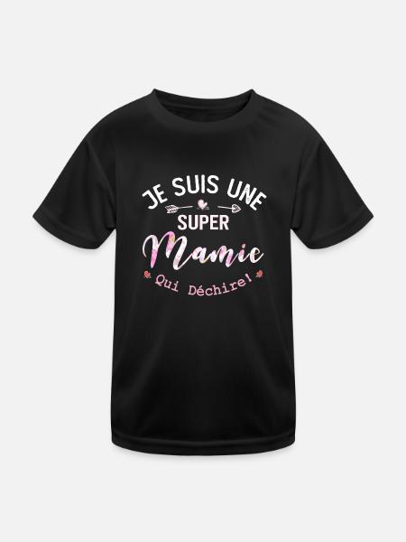 Je Suis Une Mamie Qui Déchire - T-shirt sport Enfant - noir - Devant