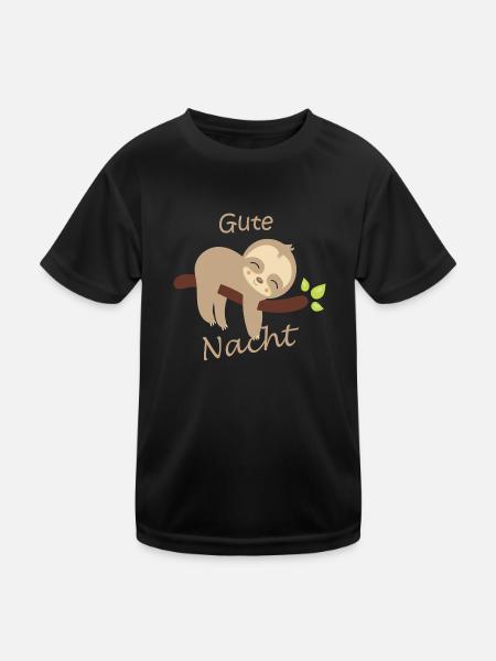 kinder gute nacht faultier - Kinder Funktions-T-Shirt - Schwarz - Vorne