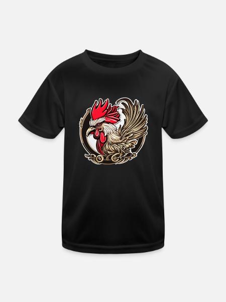 Rooster of Luck - Kids Functional T-Shirt - black