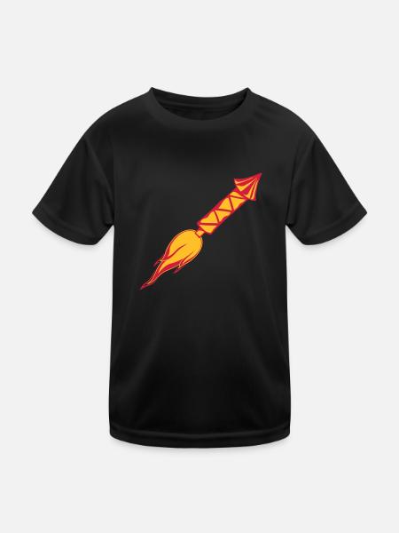 feuer flammen brennen heiss schnell angezuendet ra - Kinder Funktions-T-Shirt - Schwarz - Vorne