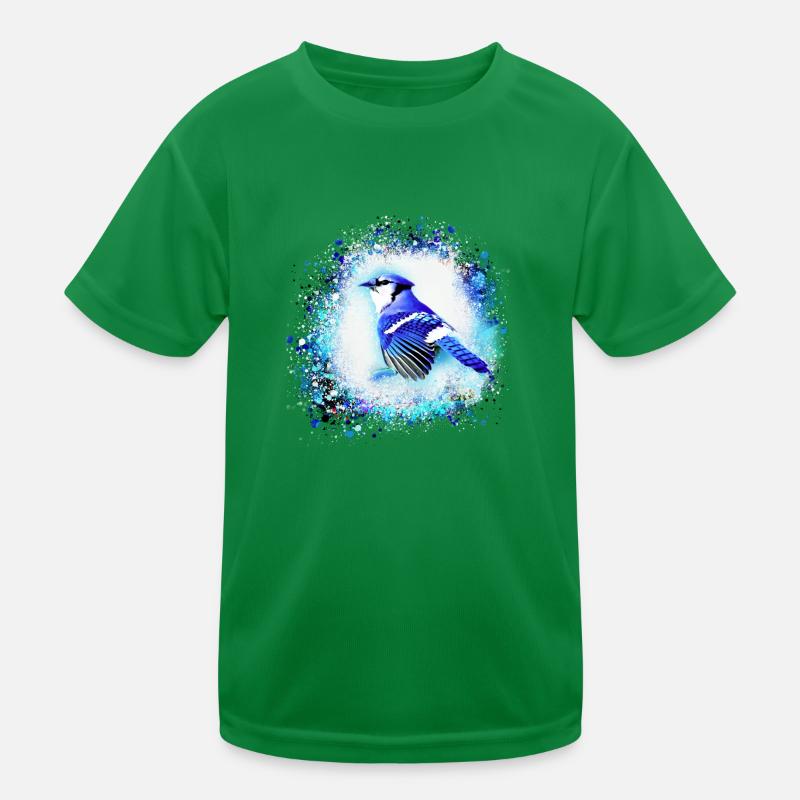 blue jay, oiseau, bleu, graffiti ,aquarelle ,perruque T-shirt sport Enfant