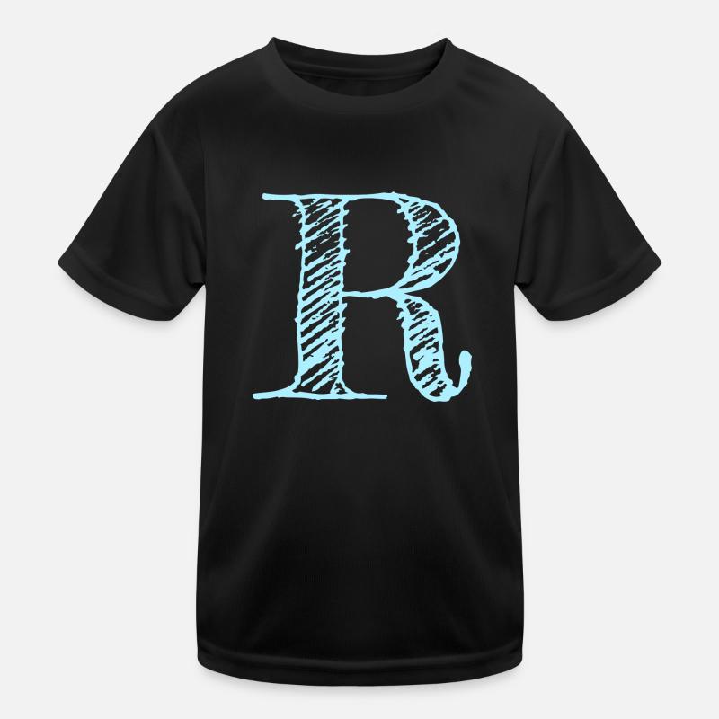 Buchstabe "R" Comic Blau - Kinder Funktions-T-Shirt - Schwarz