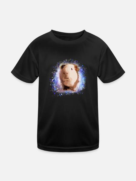 guinea pig, graffiti,painting,green,blue - Kids Functional T-Shirt - black - Front