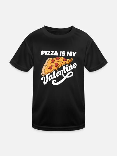 Pizza Is My Valentine Anti Valentine's Day Single - Kinder Funktions-T-Shirt - Schwarz - Vorne