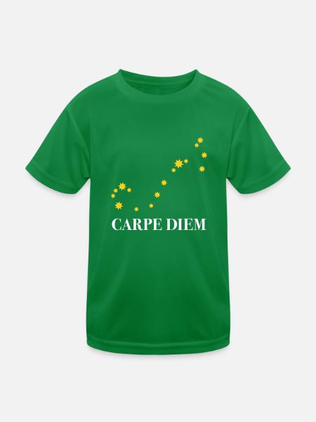 Carpe Diem nutze den Tag Sternbild Skorpion Himmel - Kinder Funktions-T-Shirt - Kelly Green - Vorne