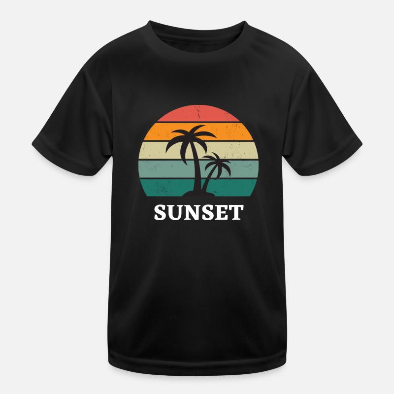 Sunset Palme Design Kinder Funktions-T-Shirt