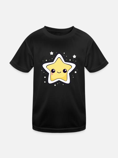 The star Kawaii - Kids Functional T-Shirt - black - Front