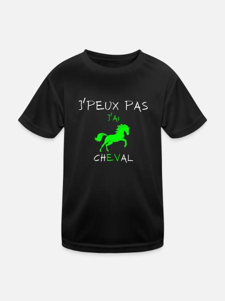 j'peux pas j'ai cheval - T-shirt sport Enfant - noir - Devant