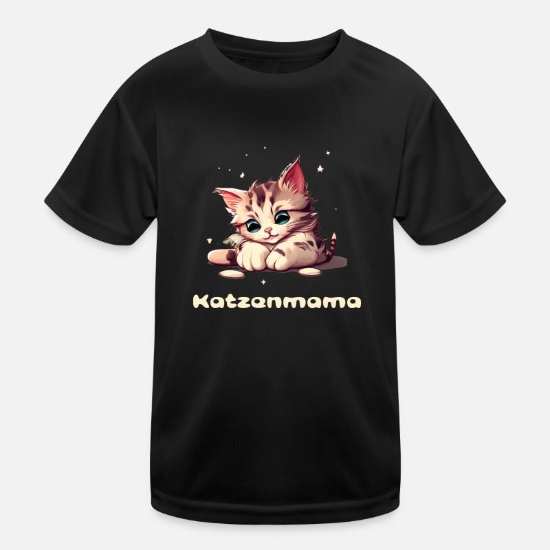 Cat Mom Cute Kitten - Kids Functional T-Shirt - black