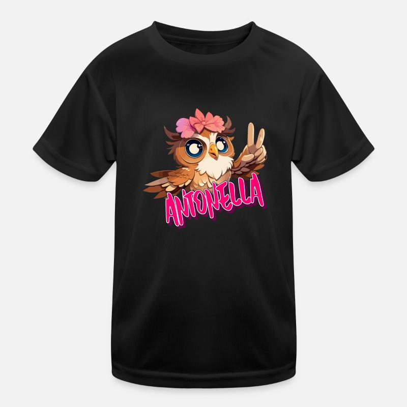 ANTONELLA - Schöner Mädchen Name mit süßer EULE Kinder Funktions-T-Shirt