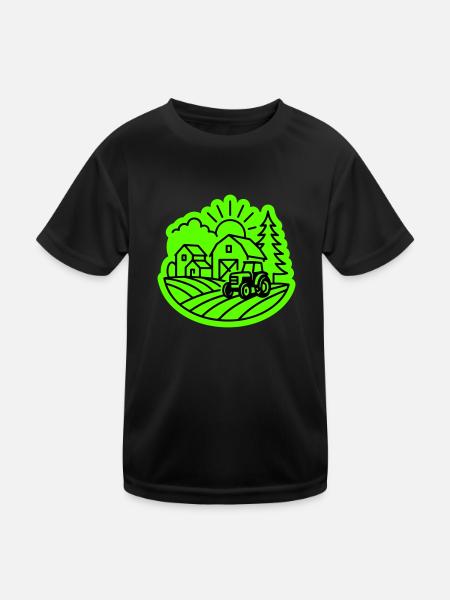 Bauernhof Landwirtschaft - Kinder Funktions-T-Shirt - Schwarz - Vorne