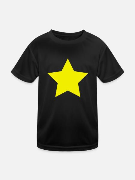 gelber Stern - Kinder Funktions-T-Shirt - Schwarz - Vorne
