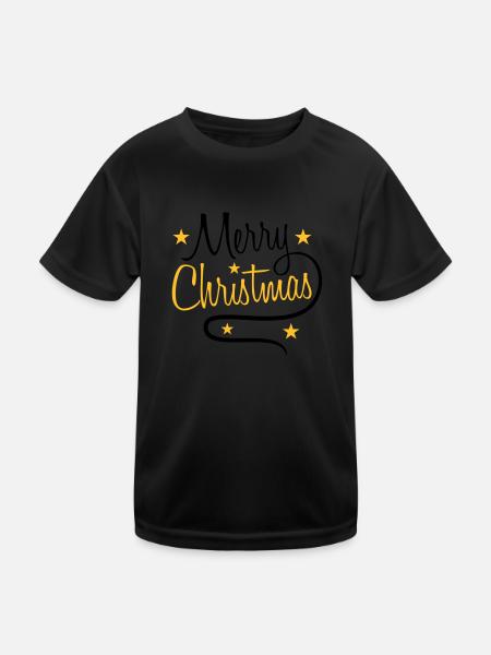 text design logo tanne sterne frohe christmas weih - Kinder Funktions-T-Shirt - Schwarz