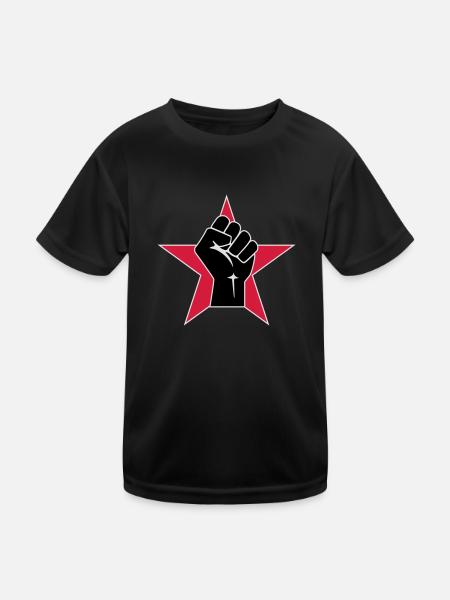 Raised Fist Logo 2 (Vector) - Kids Functional T-Shirt - black