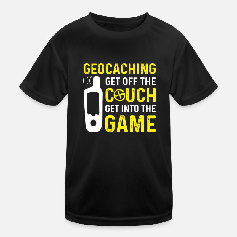 Geocache Get Off The Couch Funny Geocaching Kids Functional T-Shirt