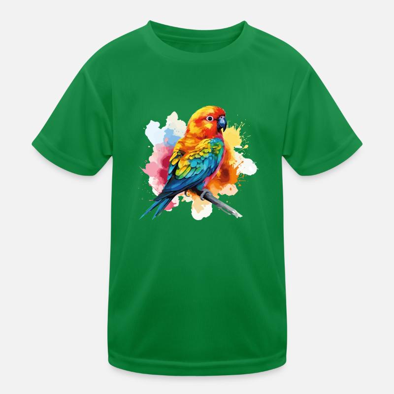 Colorful Parrot: Exotic Art Kids Functional T-Shirt