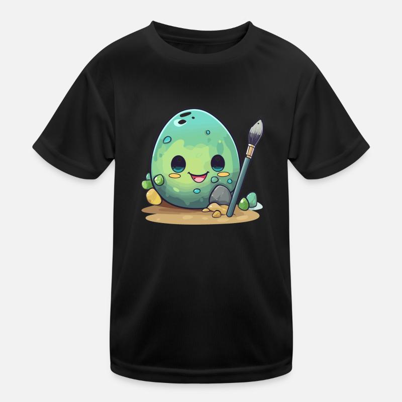 Ei mit Pinsel Kinder Funktions-T-Shirt