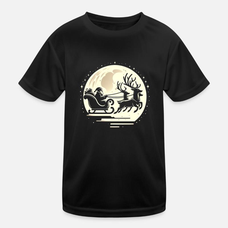 Santa Schlittenfahrt im Mondschein Kinder Funktions-T-Shirt