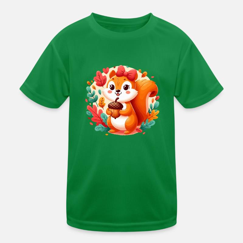 Süßes Eichhörnchen mit Eichel Kinder Funktions-T-Shirt