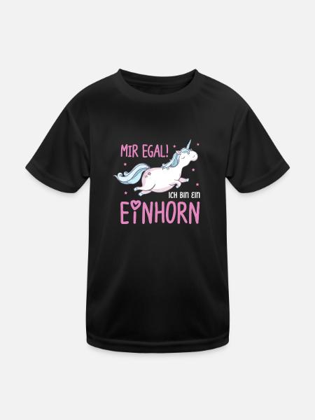 Mir egal ich bin ein Einhorn - Kinder Funktions-T-Shirt - Schwarz - Vorne