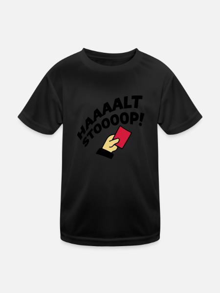 rote karte stop - Kinder Funktions-T-Shirt - Schwarz - Vorne