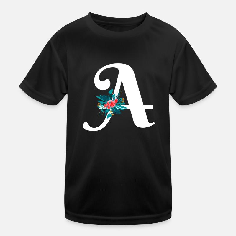 Buchstabe A blumig Kinder Funktions-T-Shirt