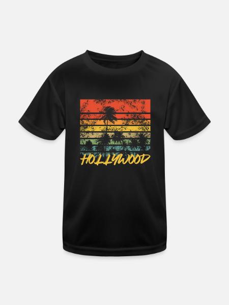 Palmen Retro Hollywood - Kinder Funktions-T-Shirt - Schwarz - Vorne