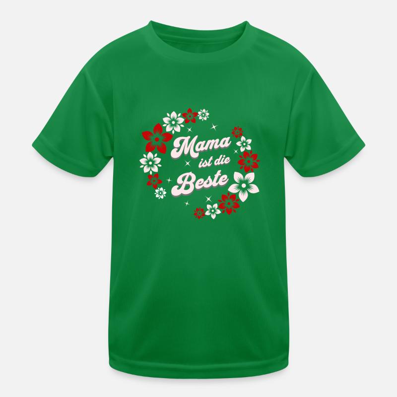 Mama ist die Beste Blumen Muttertag Design Kinder Funktions-T-Shirt