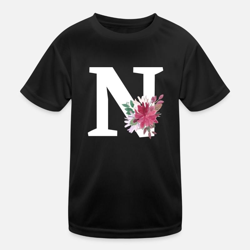 Buchstabe n blumig Kinder Funktions-T-Shirt