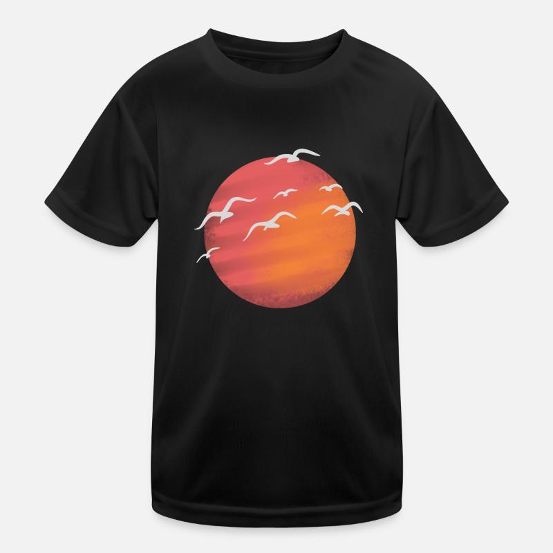 Sonne und Wasservögel 1 Kinder Funktions-T-Shirt