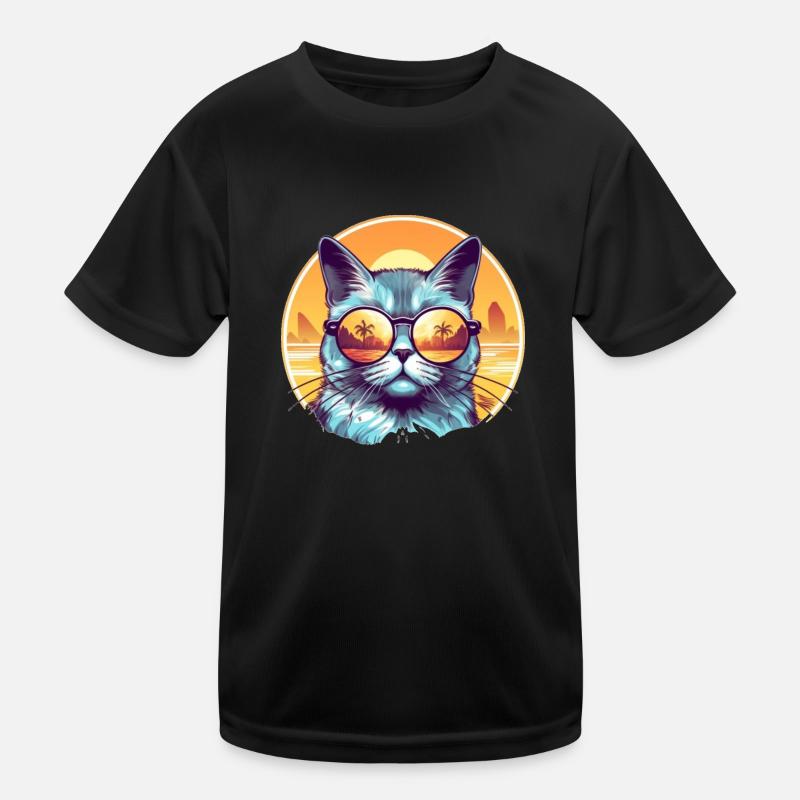 Sunset Cat Kids Functional T-Shirt
