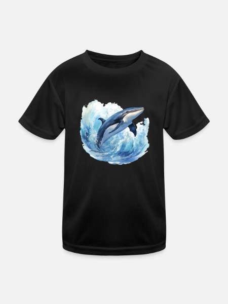 Wal in der Arktis Polarmeer blauer Ozean - Kinder Funktions-T-Shirt - Schwarz - Vorne
