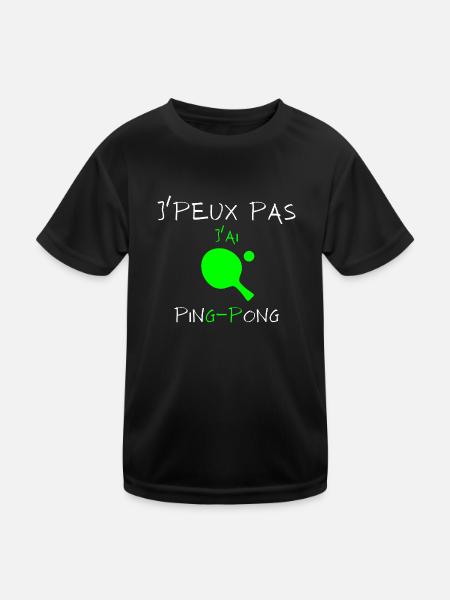 j'peux pas j'ai ping pong - T-shirt sport Enfant - noir - Devant