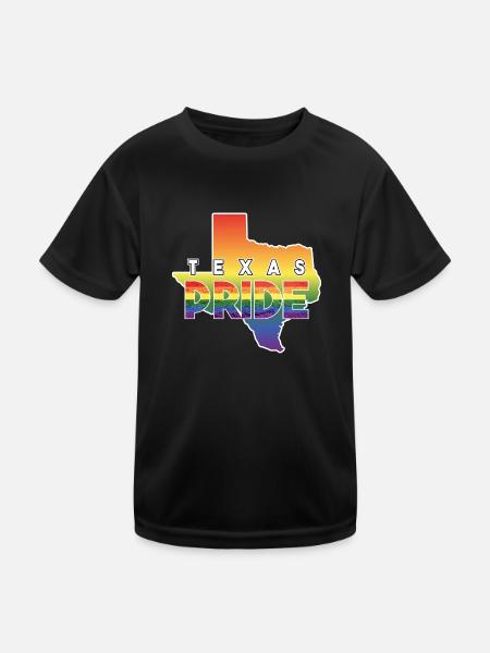 Regenbogen-Design Texas-Karte für stolze LGBT+ - Kinder Funktions-T-Shirt - Schwarz - Vorne